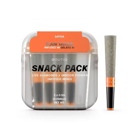 Boutiq Sour Tangie x Gelato 41 5pk 2.5g Snack Pack Diamond Infused Pre-Rolls