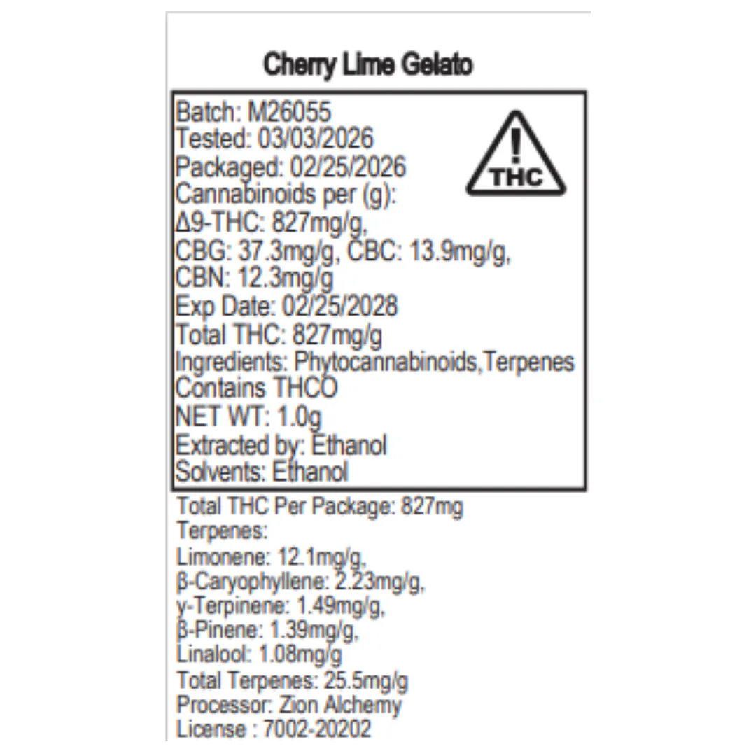 Cherry Lime Gelato Distillate Cartridge | 1g | The Forest - Murray