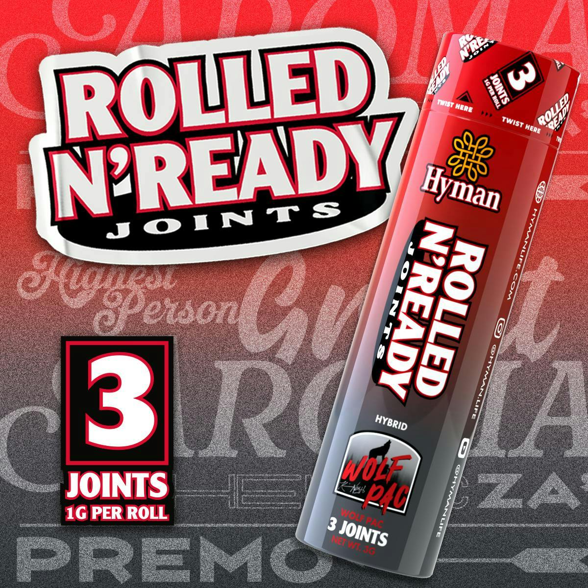 HYMAN | KEVIN NASH WOLF PAC | PRE-ROLLS | 3 x 1G HYBRID