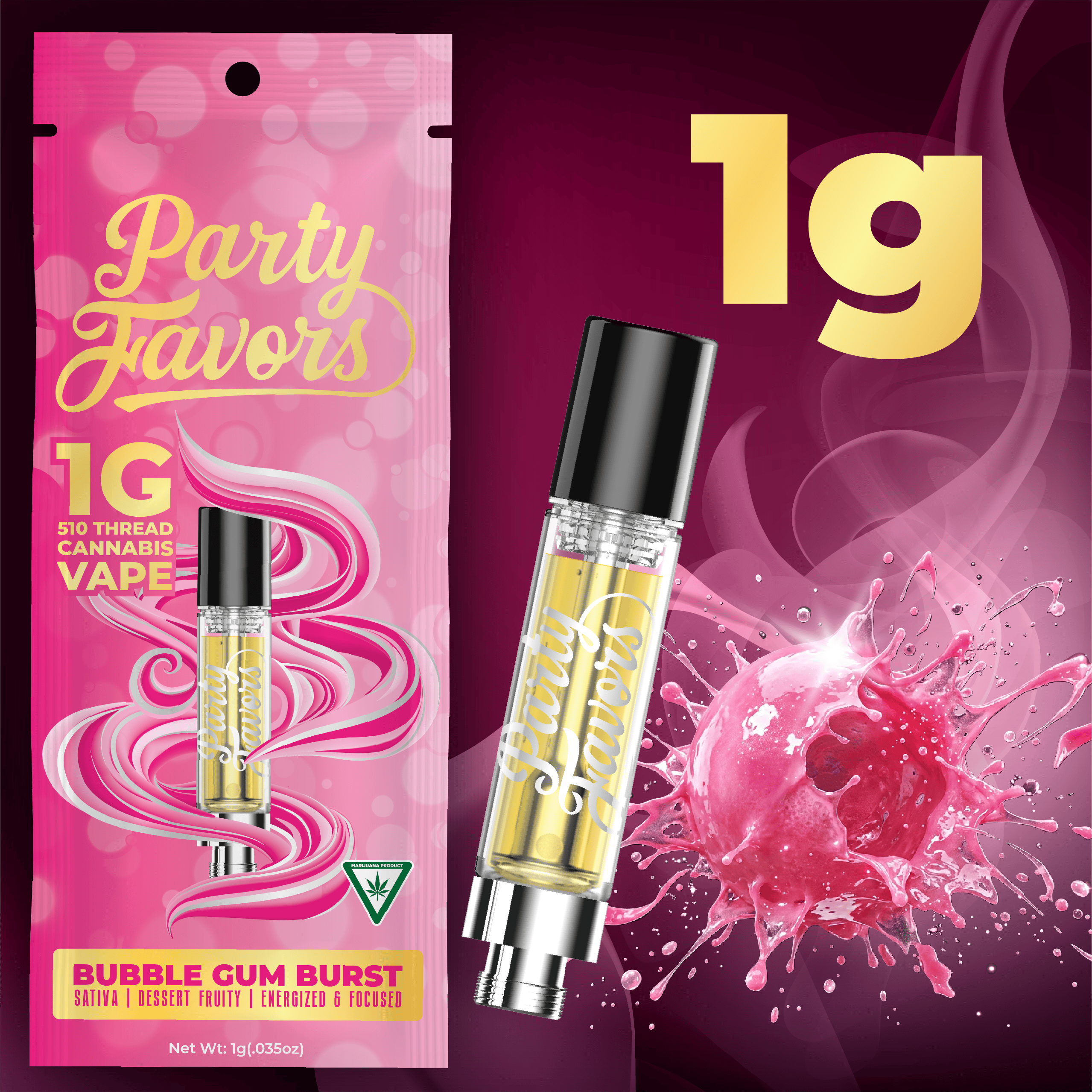 Party Favors - 1g Cart - Bubble Gum Burst