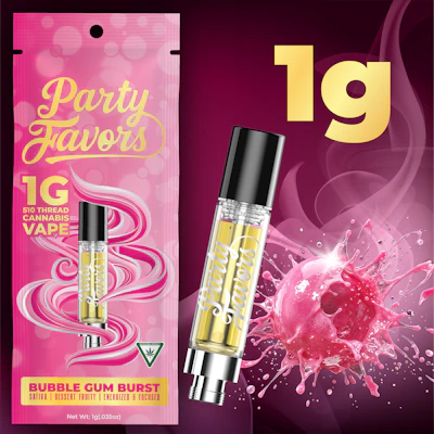Party Favors - 1g Cart - Bubble Gum Burst - CARTRIDGES by Party Favors at King of Budz