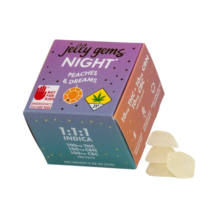 Indica Peaches n Dreams 10pk/300mg 1:1:1 THC:CBN:CBC Edibles