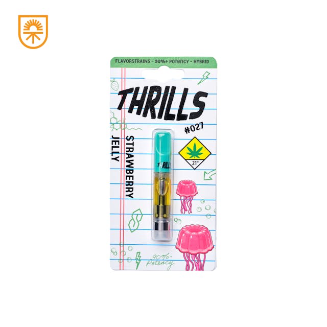 Thrills' strain vapes captivate the essence of each cannabis strain's vibrant personality, inviting you into a world of thrilling flavors and potent highs. Crafted with unwavering quality, each puff promises an exhilarating journey, embracing the unique essence of every strain.