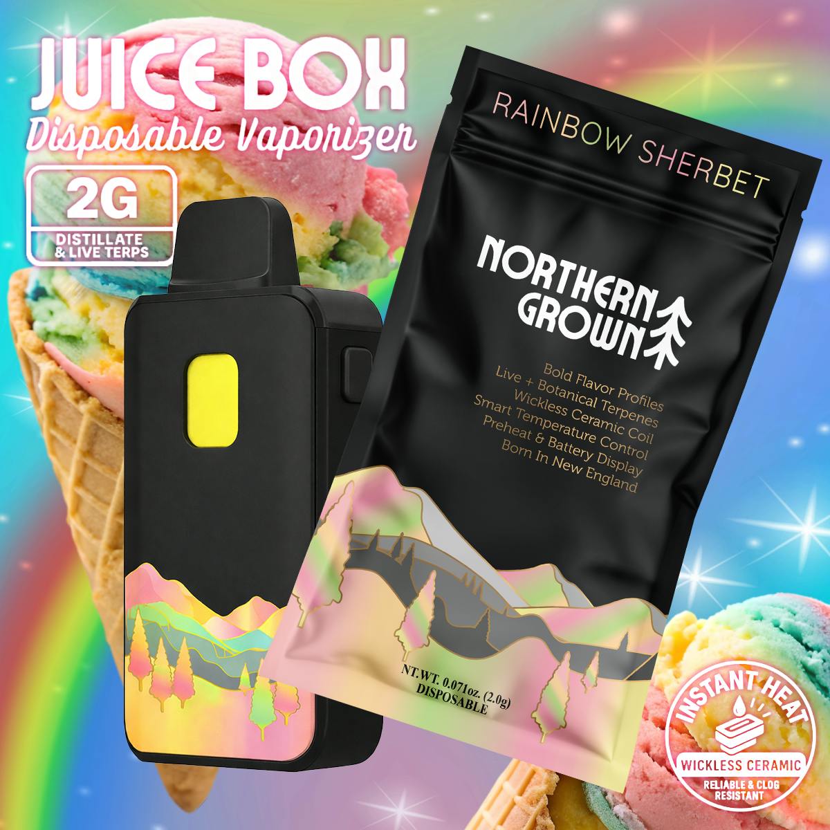 Product Rainbow Sherbert  Juice Box Ceramic Disposable | Vapes | 2g