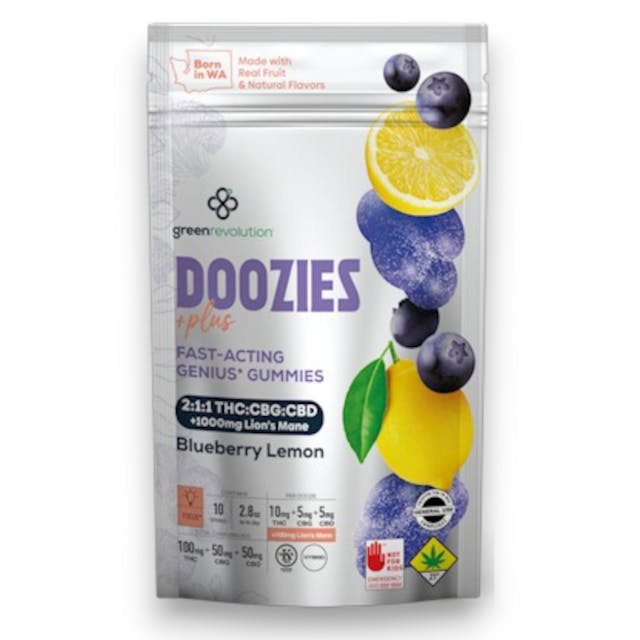 Doozies PLUS - Blueberry Lemon 2:1:1 10pk (80g)(100mg THC;50mg CBD;50mg CBG)