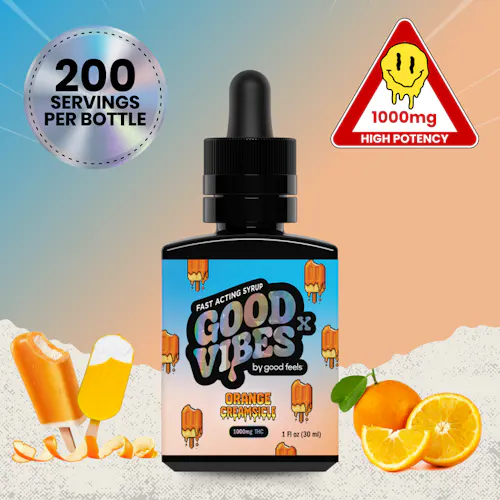 Good Vibes X Orange Creamsicle 1000mg THC Tincture Syrup 30mL-active