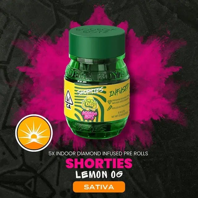 Bodega Boyz | Shorties | Lemon OG | Diamond Coated & Infused Preroll 4 Ceramic Tip Pack | Sativa