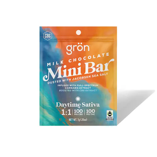 GRON Mini Milk Chocolate Bar 11 CBG/THC 100mg (Sativa) Health for