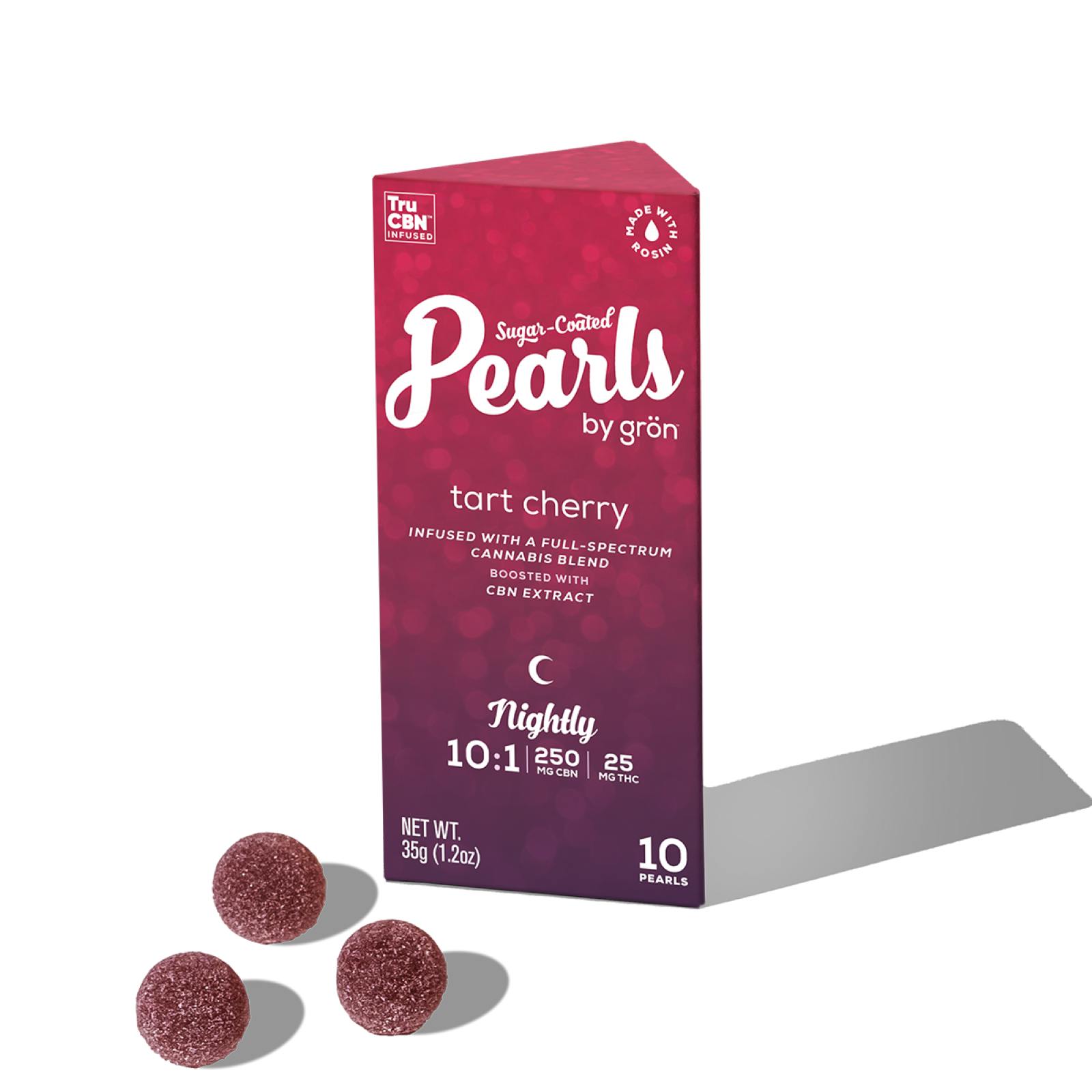Gron | 1 THC : 10 CBN Tart Cherry Pearl Gummies