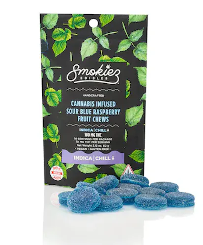 Smokiez Sour Blue Raspberry Fruit Chews 10mg 10pk-2