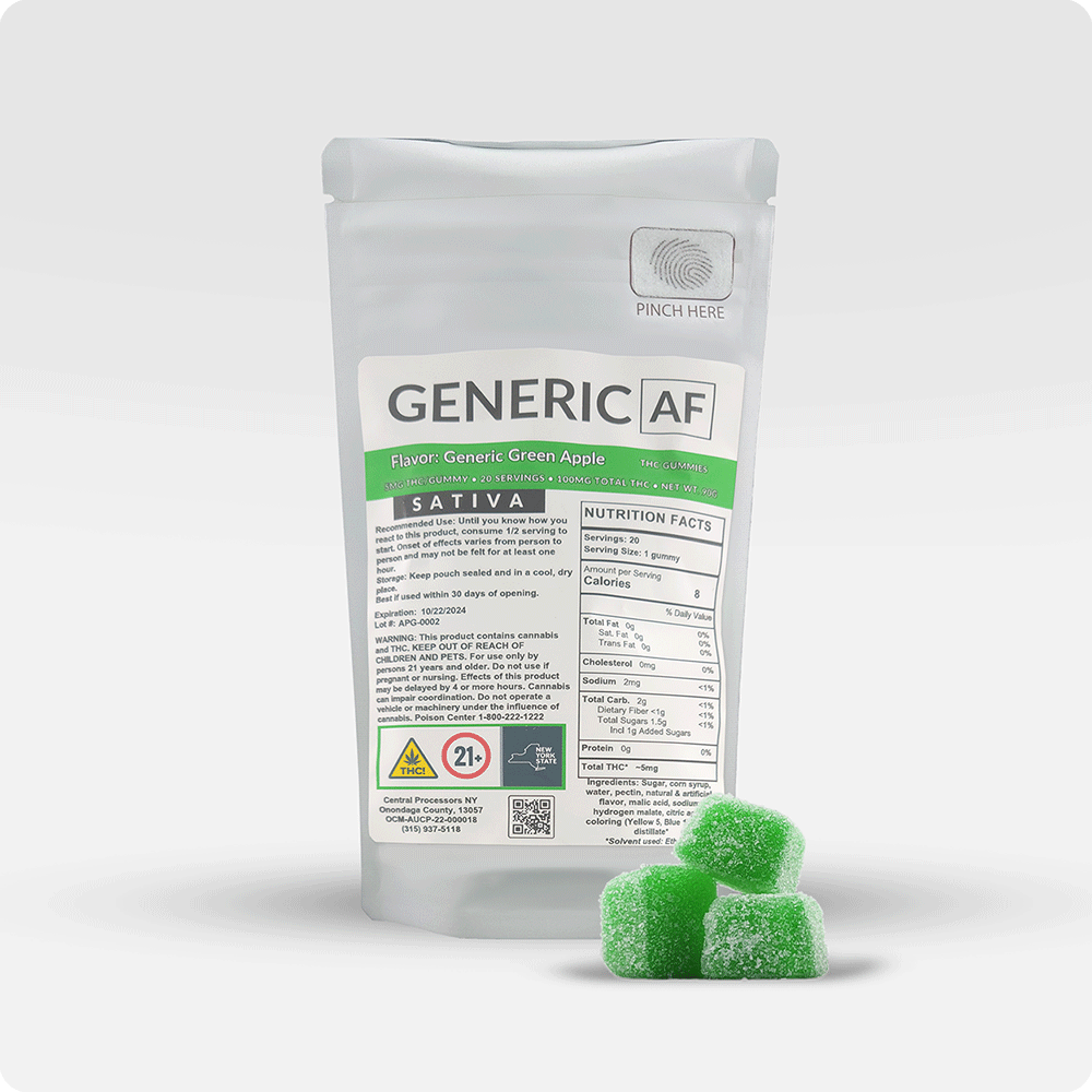 image of Generic AF | Gummy | Green Apple | 100mg 20pk