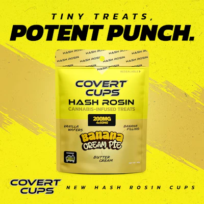 Covert Cups - 200mg Hash Rosin Cups - Banana Cream Pie - EDIBLES by Covert Cups at King of Budz