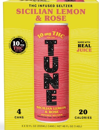 Tune THC Seltzer | 4 pk (10mg) | Sicilian Lemon and Rose