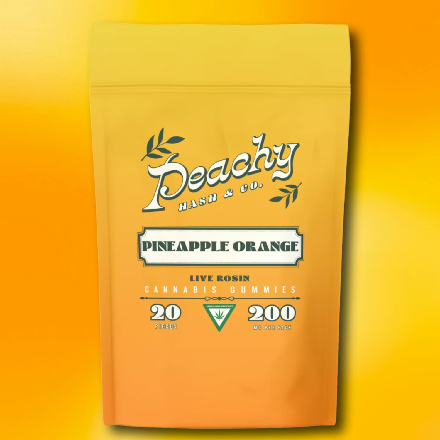 Peachy Hash & Co. - Live Rosin Gummies - (200mg) - **PINEAPPLE ORANGE** (3/$30)