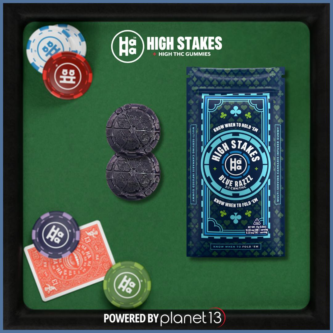 HaHa High Stakes 2:1 Blue Razzz Gummies 100mg | Planet 13