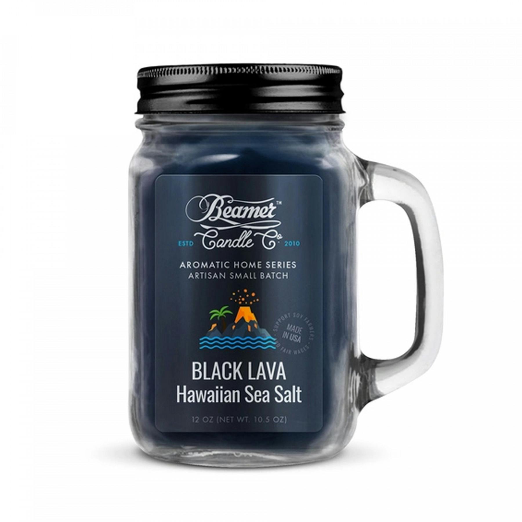Beamer Candle Co | 12oz Glass Mason Jar Candle - Black Lava Sea Salt