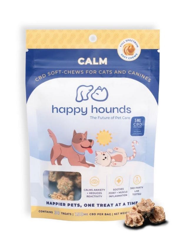 Calm Soft Chews | Peanut Butter | 30 Pack | 150mg CBD | Happy Hounds