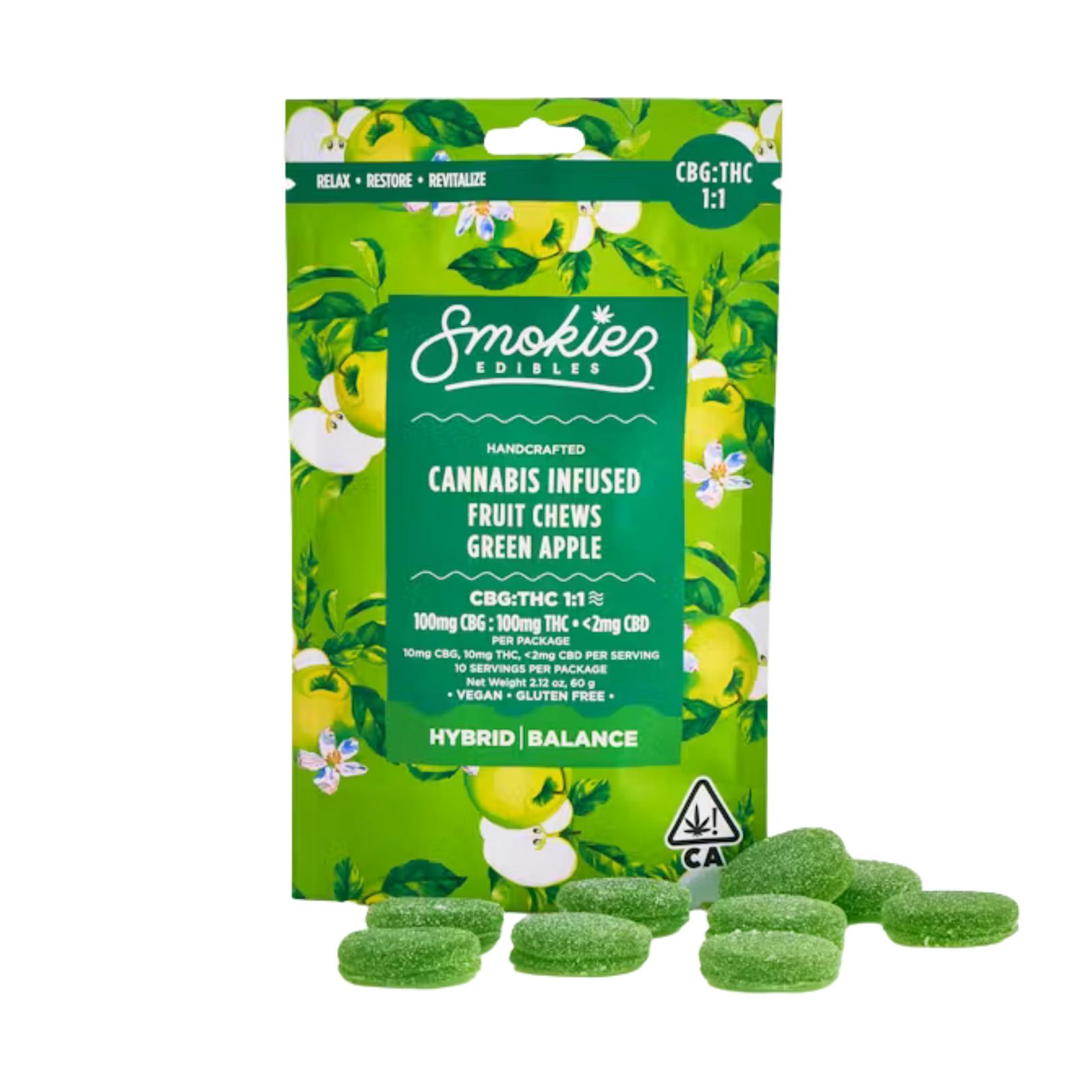 GREEN APPLE FRUIT CHEWS (1:1 THC:CBG)