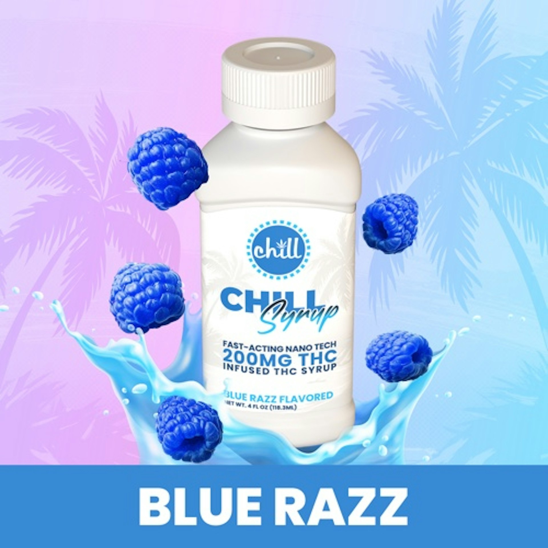 Chill Medicated - Blue Razz 200mg THC Syrup