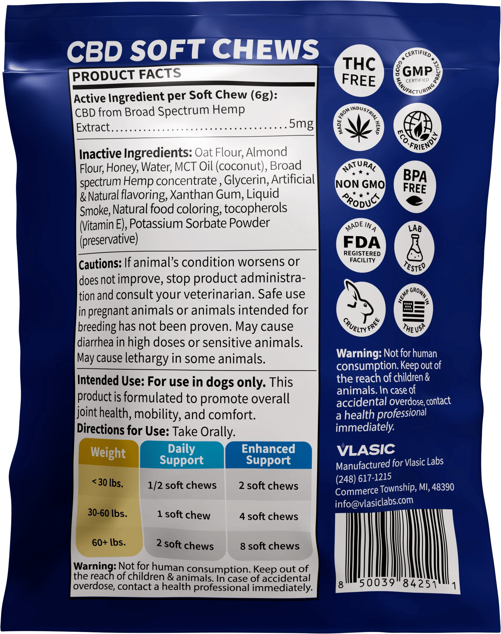 4 pack Beef Flavored CBD Chew For Dogs | 20mg by Vlasic Labs | Buy