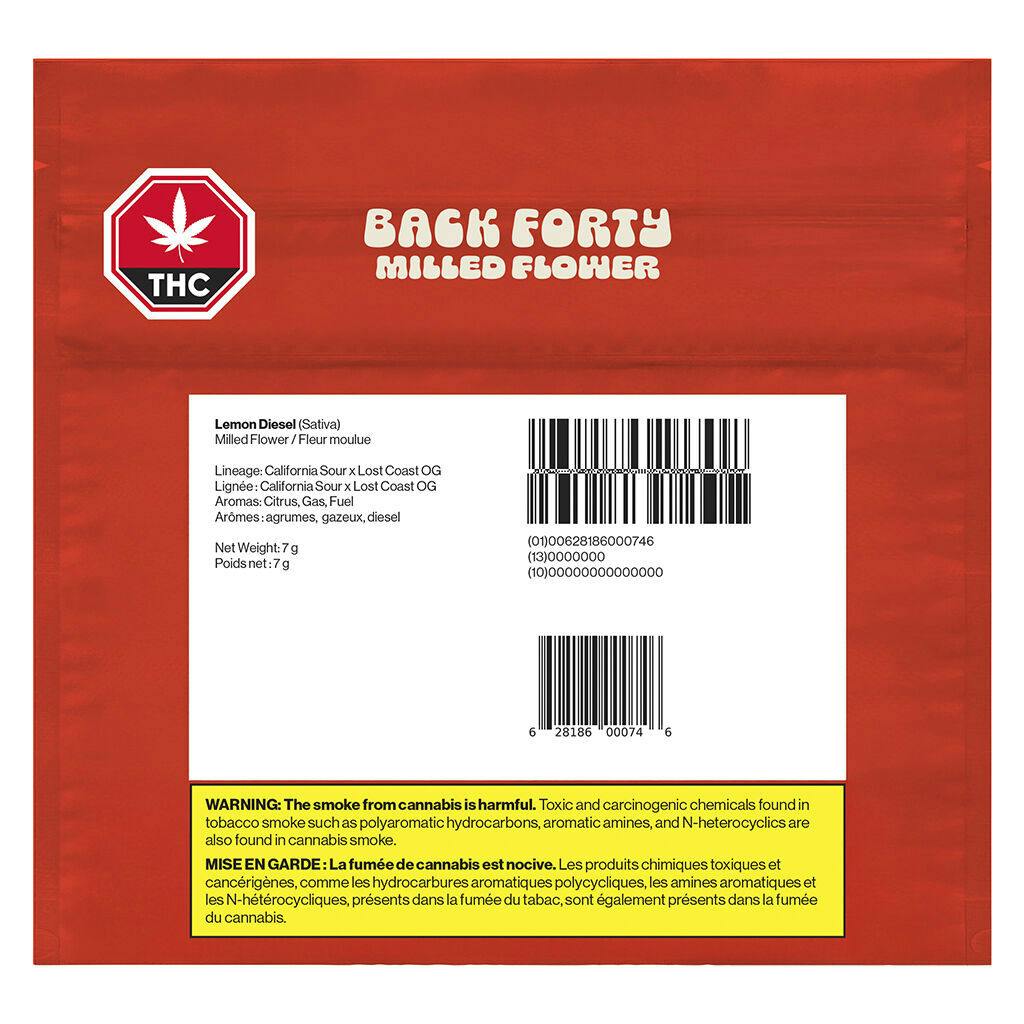Back forty - lemon diesel milled flower