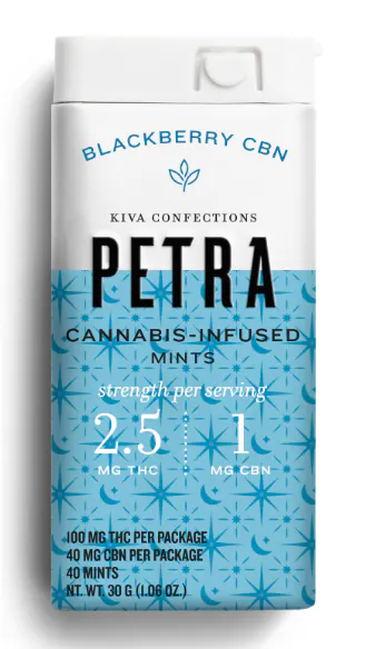 Kiva Confections Petra Blackberry Mints 100mg THC : 40mg CBN at