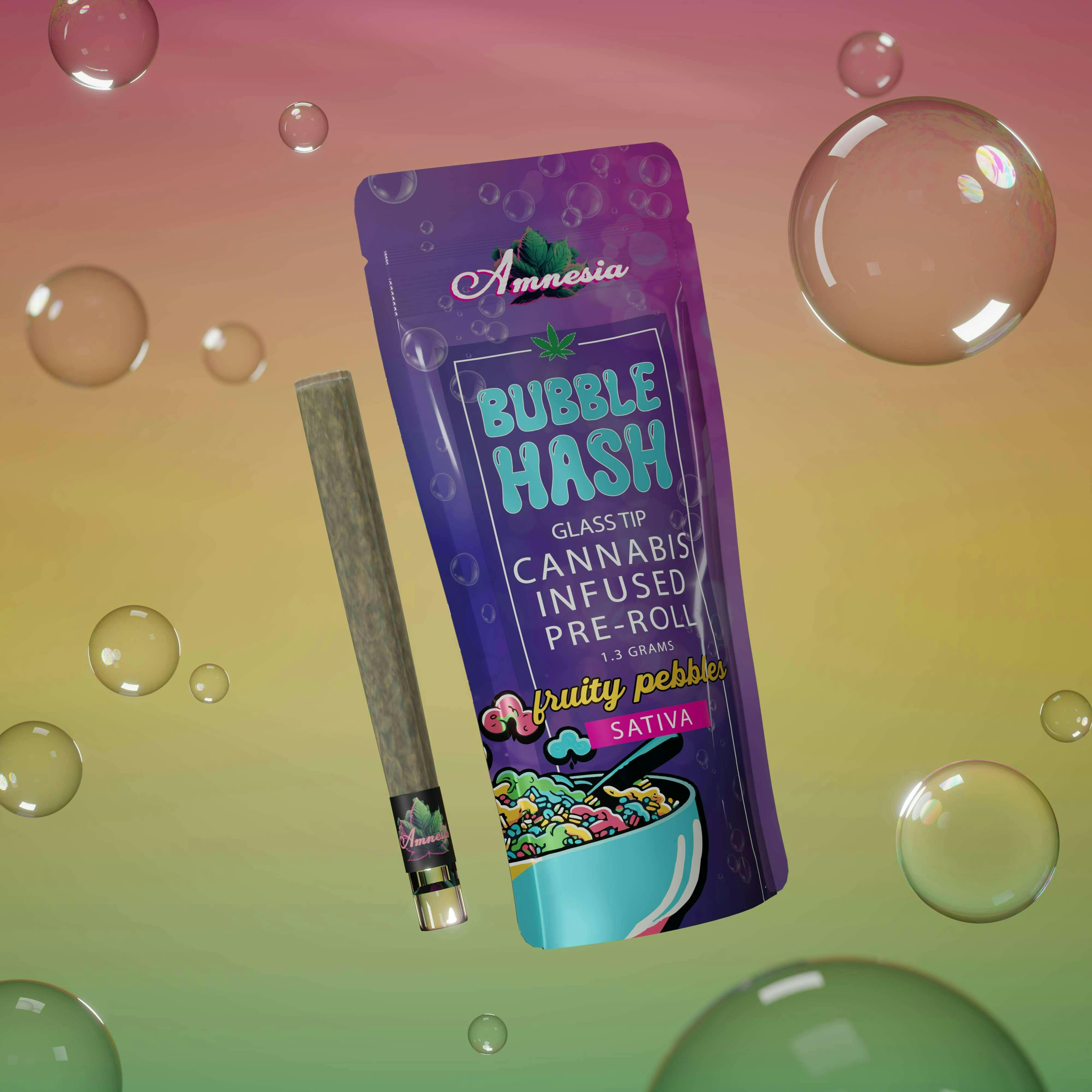 AMNESIA | FRUITY PEBBLES - BUBBLE HASH INFUSED | GLASS TIP PRE-ROLL | 1.3G | SATIVA-HYBRID