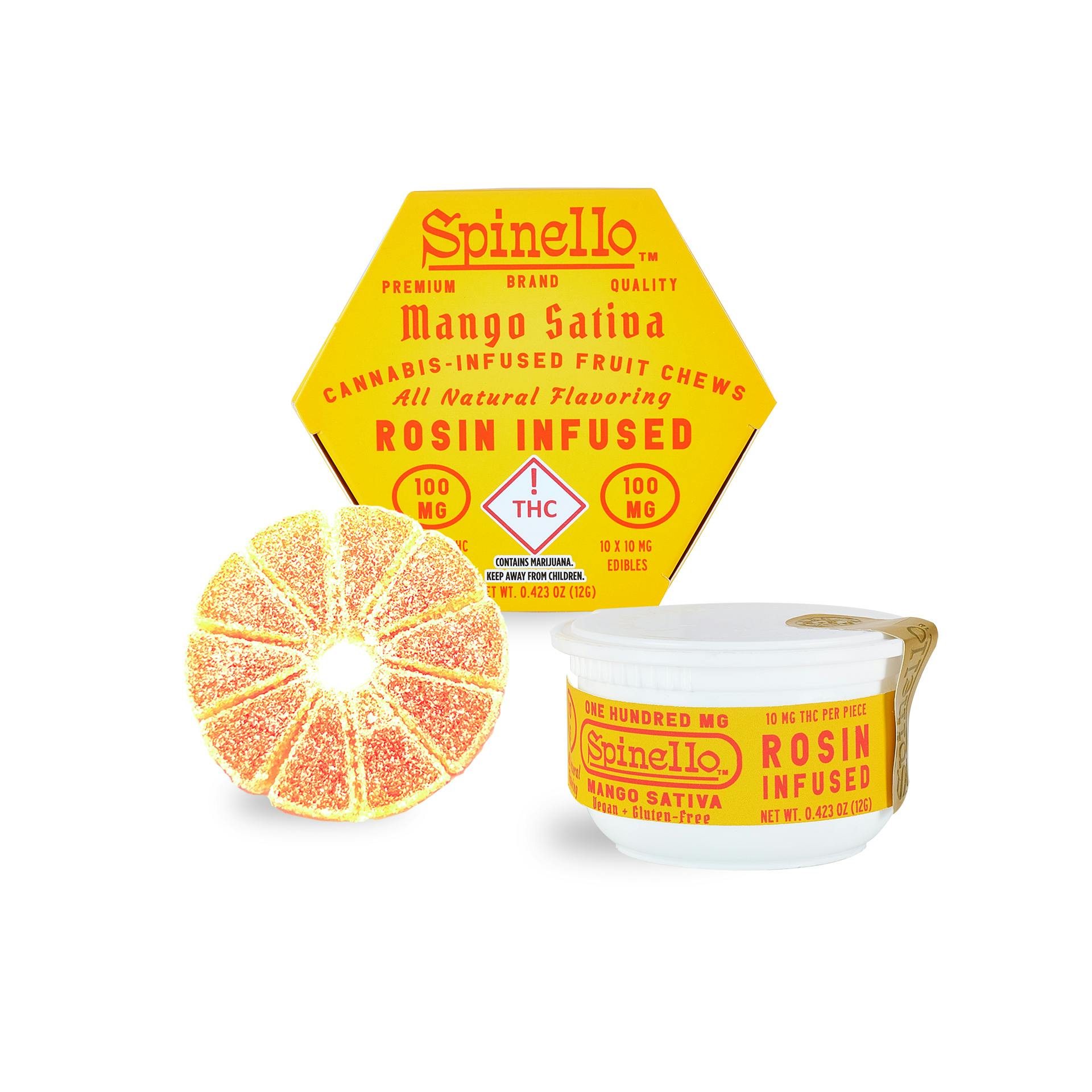 カンパニョーロ アシンメトリック Spinello Mango Sativa 100mg THC Rosin Fruit Chews | Ajoya (W Colfax)