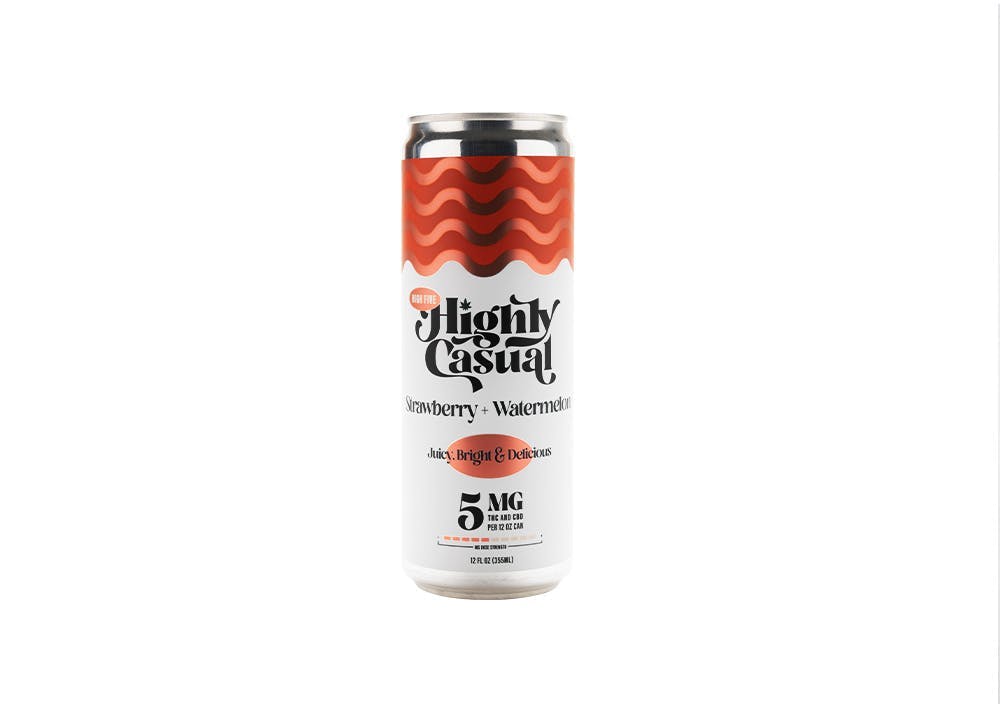 Product: High Five | Strawberry + Watermelon Seltzer 1:1 THC:CBD | 5mg:5mg