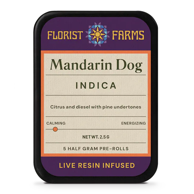 Florist Farms Live Resin Infused Mandarin Dog | Half Gram Pre-Rolls | 5pk