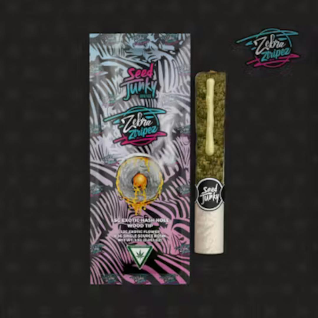 Product: Seed Junky | Hash Hole Pre-Roll - 1.5g - Zebra Ztripez