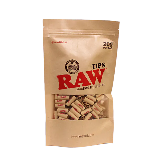 RAW Pre-Rolled Tips 200ct Bag (papers rolling supplies)