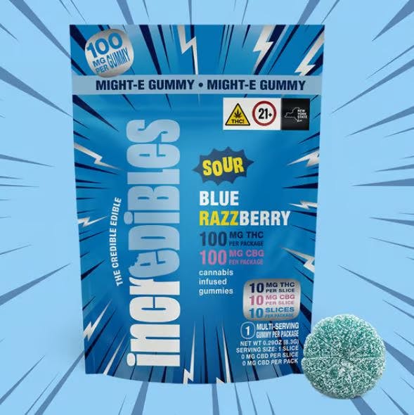 Incredibles Edibles Might-E Sour Blue Razzberry