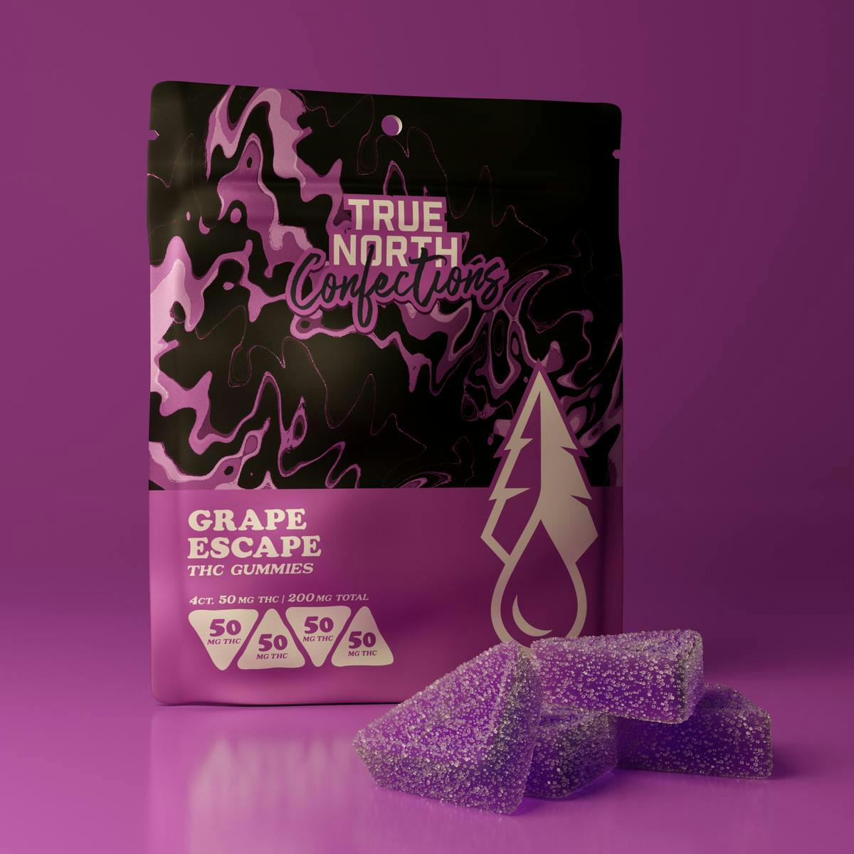 True North - 200mg 1:1 THC:CBN Gummies - Grape Escape