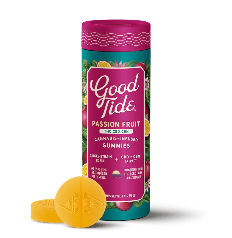 Product Good Tide - Passion Fruit 1:1:1 THC:CBD:CBN Rosin Gummies (100mg 10pk)