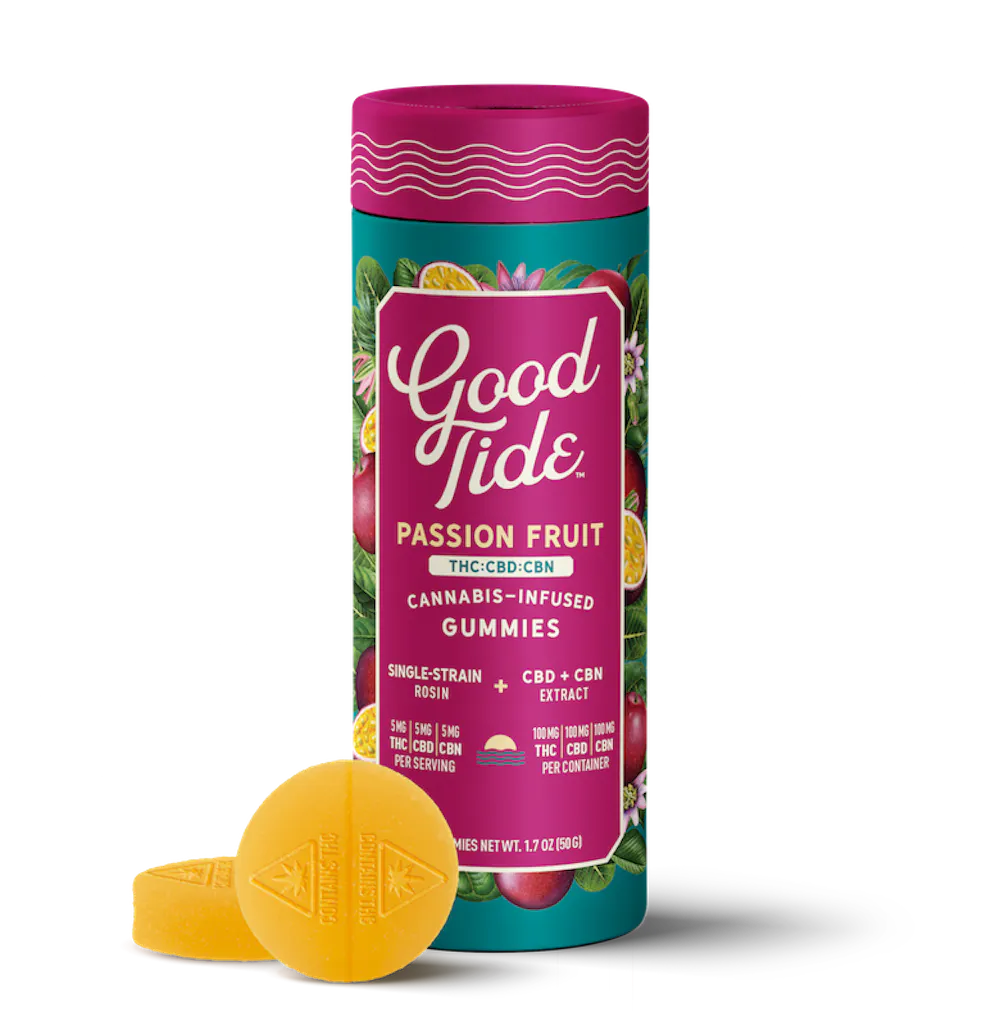 Product Good Tide - Passion Fruit 1:1:1 THC:CBD:CBN Rosin Gummies (100mg 10pk)