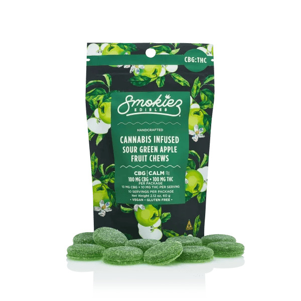 Gummies | Sour Green Apple 1:1 THC:CBG | 100mg at Lone Peak