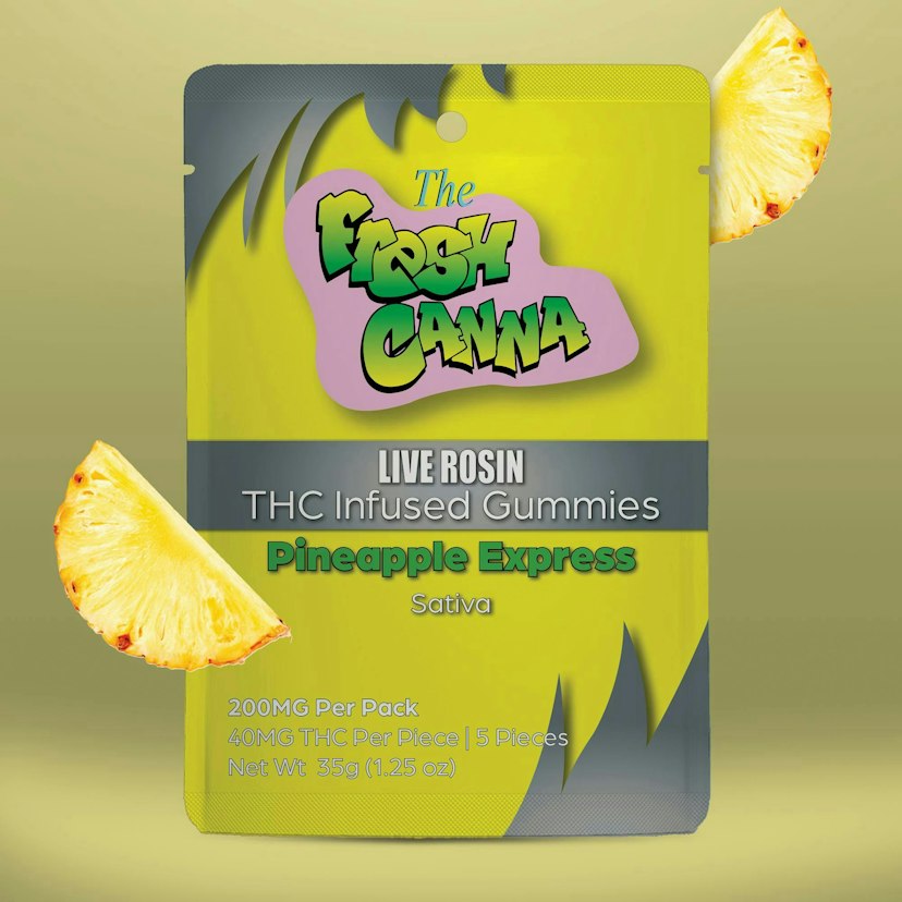 Fresh Canna 200mg Live Rosin 5pk Gummies Pineapple Express