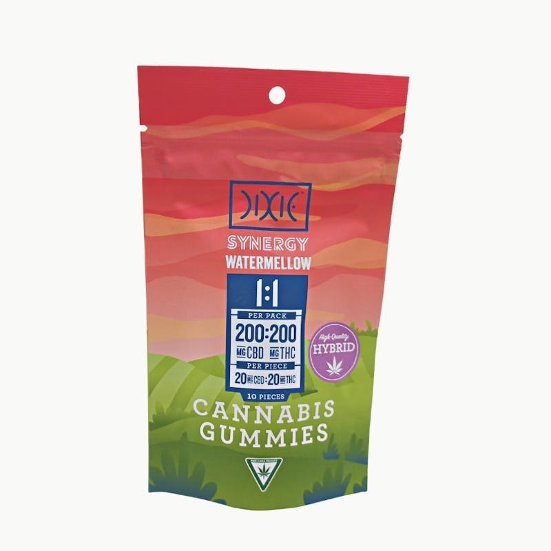 Dixie DIXIE | SYNERGY | WATERMELLOW | 200MG CBD: 200MG THC | HYBRID — EDIBLES