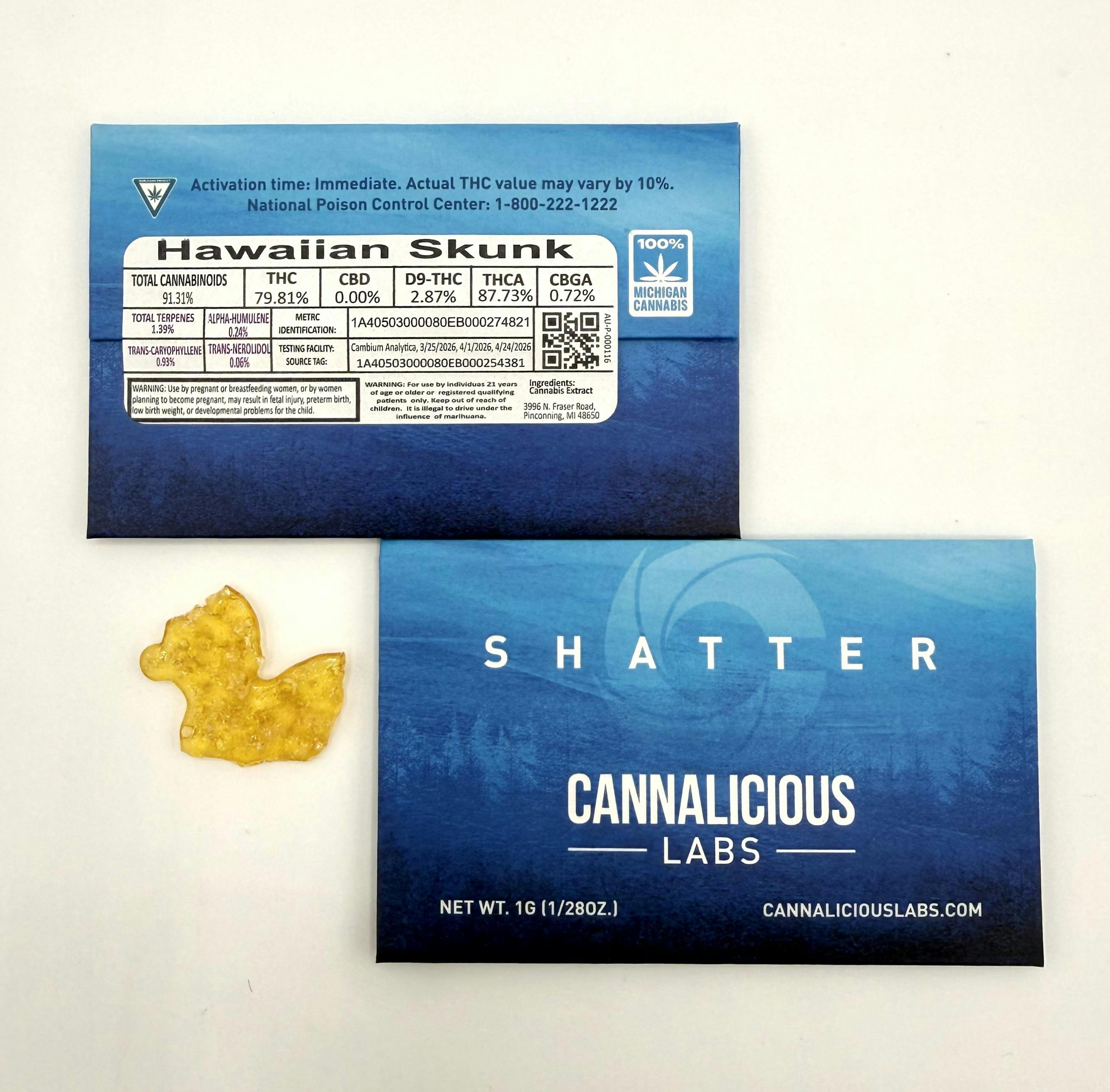 Cannalicious - 1g Shatter - Hawaiian Skunk