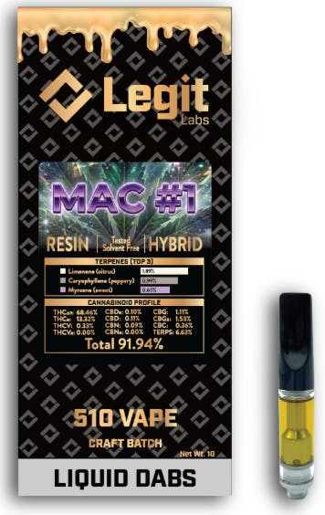 Product: Mac #1 | 510 Thread | Cured Resin | Legit Labs