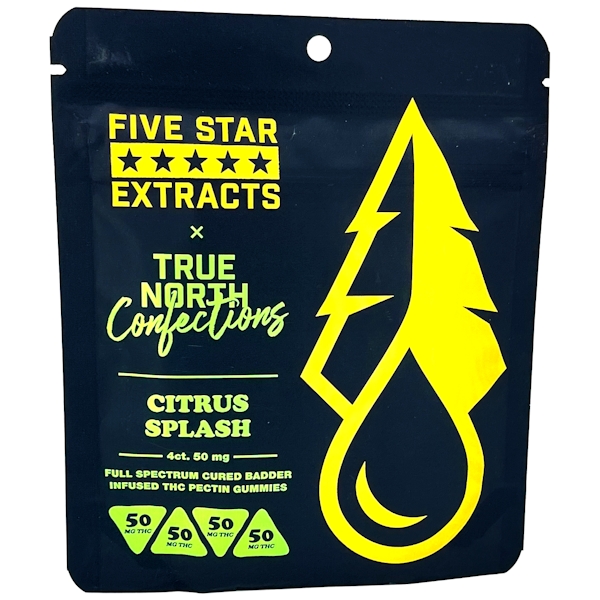 True North Confections x Five Star Extracts | Vegan Citrus Splash Cured Badder Gummies 4pc | 200mg