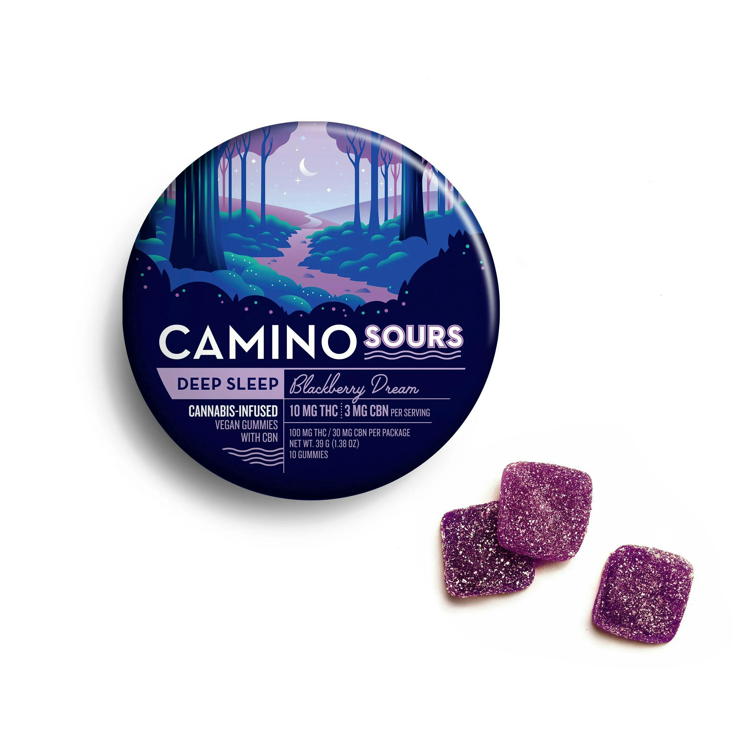 Camino Sours 'Deep Sleep' Blackberry Dream CBN Gummies [10pk] (100mg THC : 30mg CBN)-1