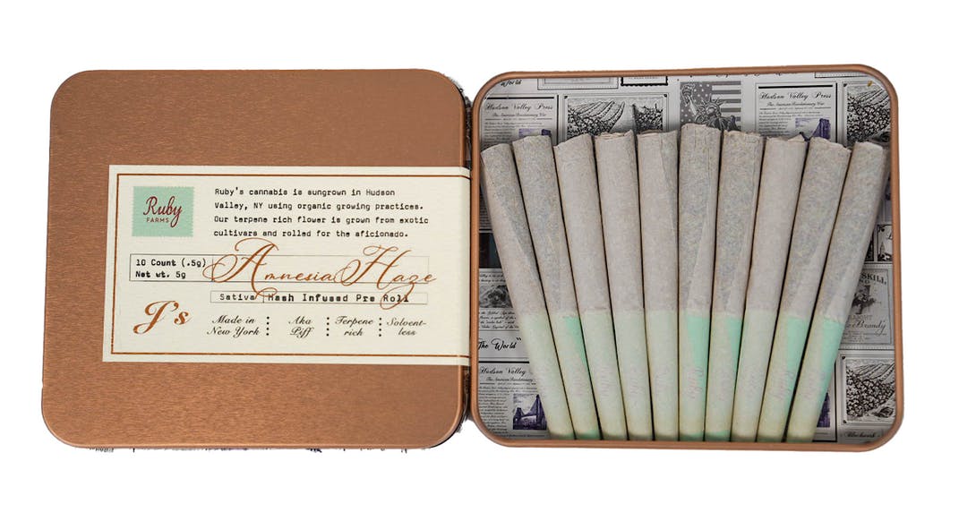 Amnesia Haze | 10 Pack Hash Infused Pre rolls | Sativa | Ruby