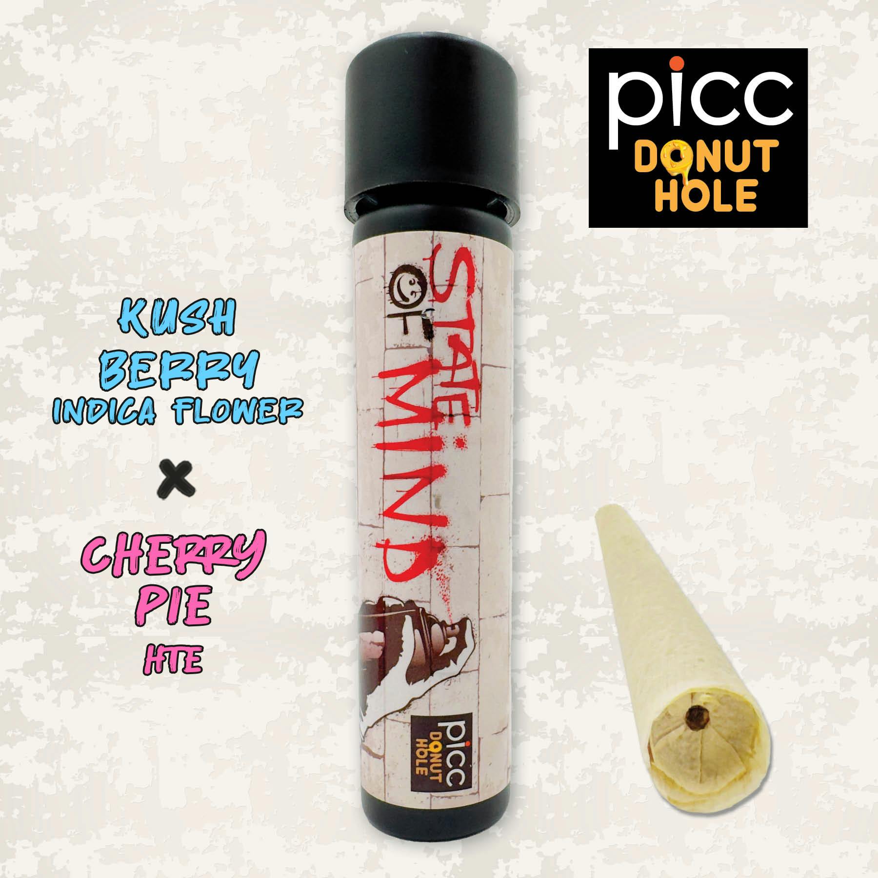 Picc x STATE OF MIND | Kush Berry x Cherry Pie HTE Donut Hole | Infused Pre-Roll | 1g