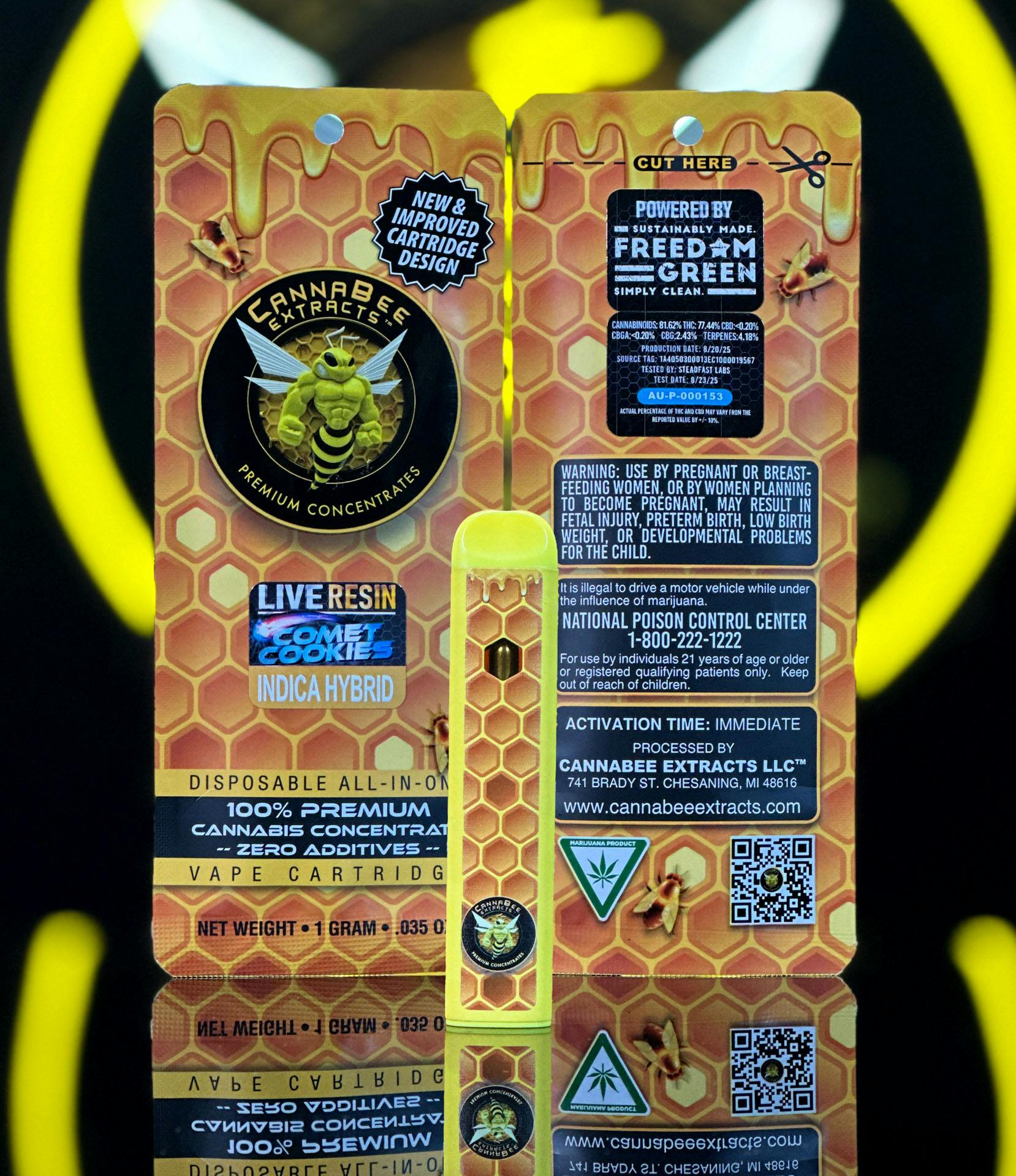 Product: Canna Bee | Comet Cookies | Live Resin Disposable Indica