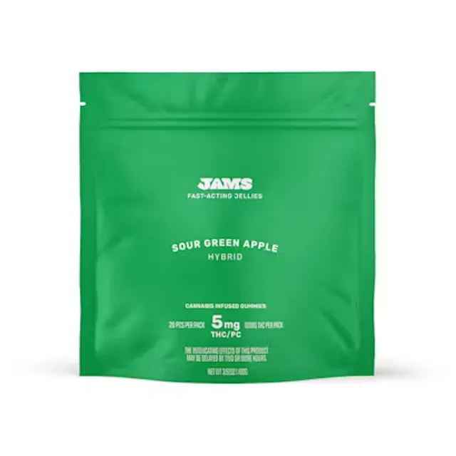 Jams Jellies Sour Green Apple 10pk/100mg (hybrid, gummies, 2.8g)