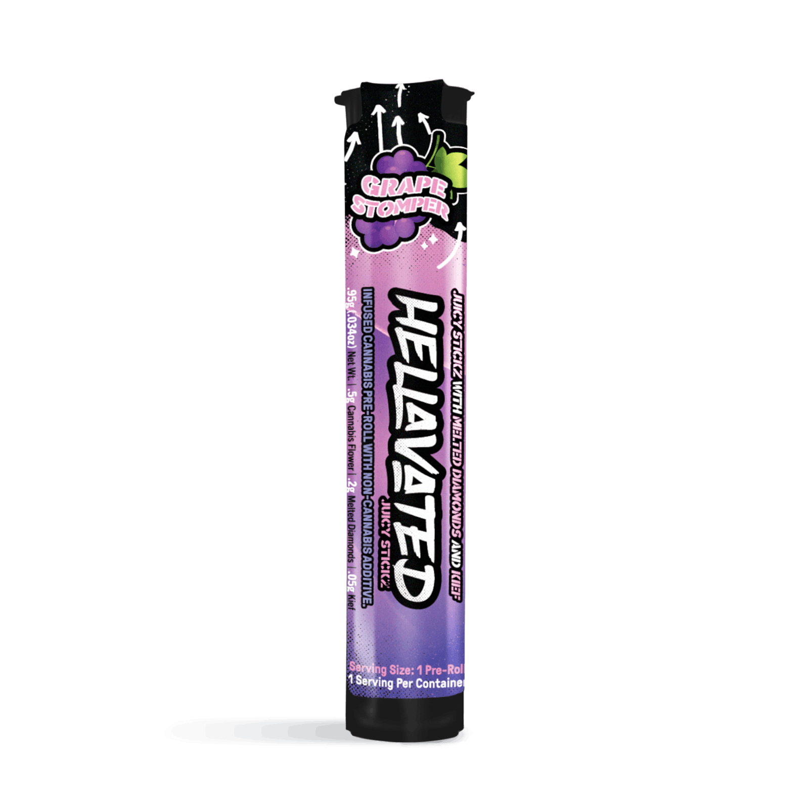 Hellavated, Grape Stomper Infused Pre-Roll, 0.75g