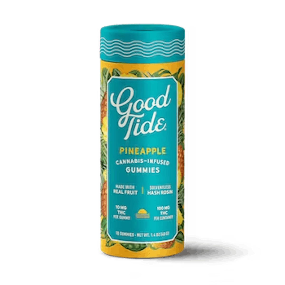 Photo of Good Tide 100mg PINEAPPLE Sativa Solventless Hash Rosin Cannabis-Infused Gummies 10pk