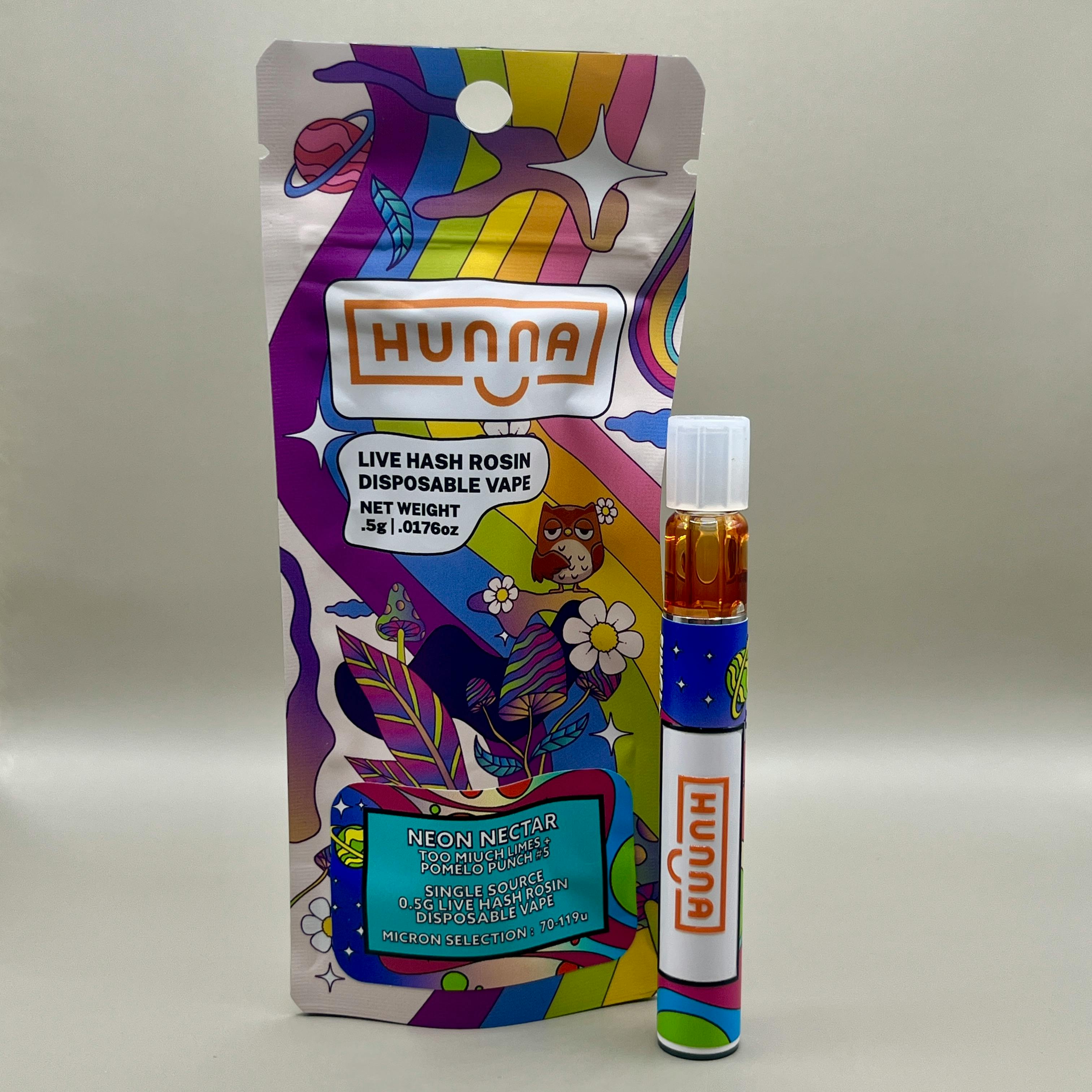 Hunna - .5g Live Rosin Disposable - Neon Nectar